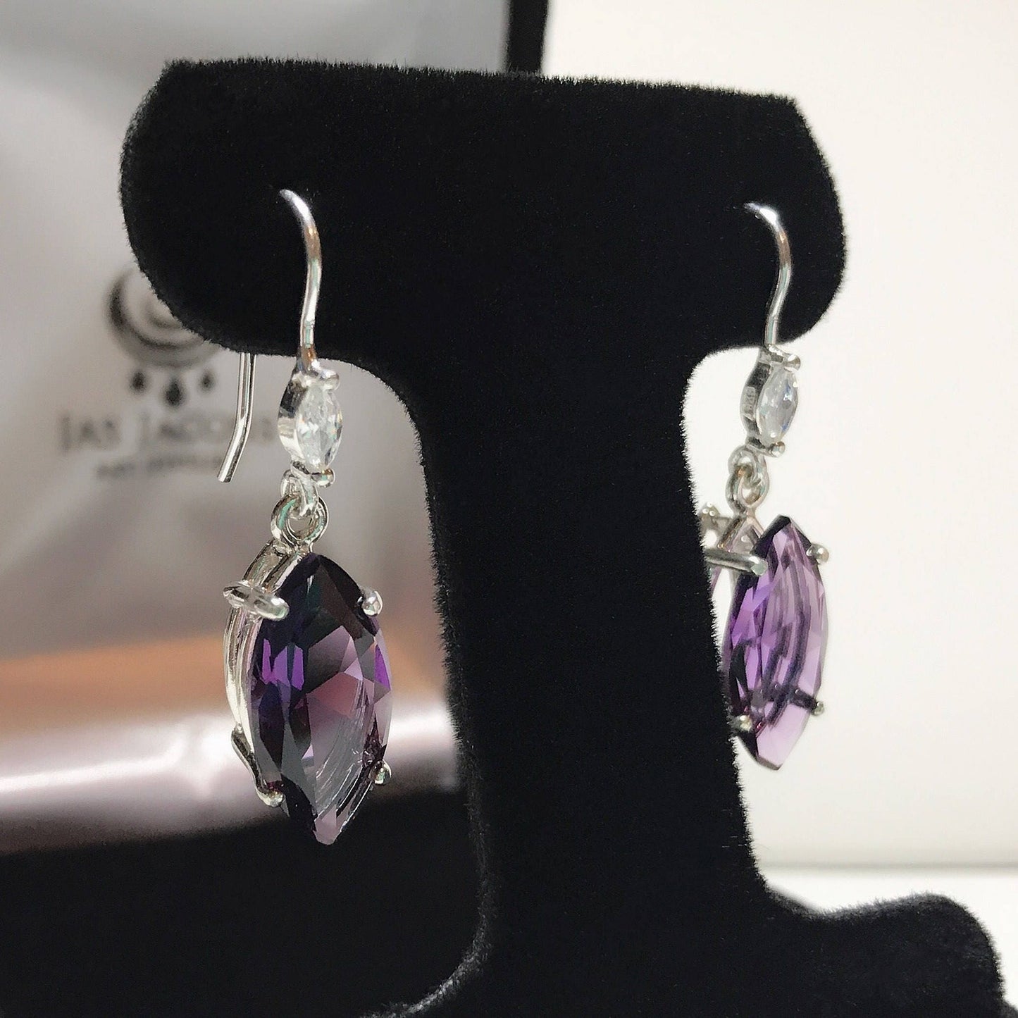 Beautiful 6.7ctw Marquise Cut Amethyst Earrings with White Sapphire Accents