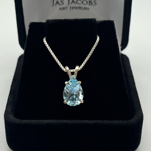 BEAUTIFUL 2.5ct Natural Sky Blue Topaz Necklace 16” 18” Pear Cut Topaz Jewelry Gift Something Blue Ice Birthstone