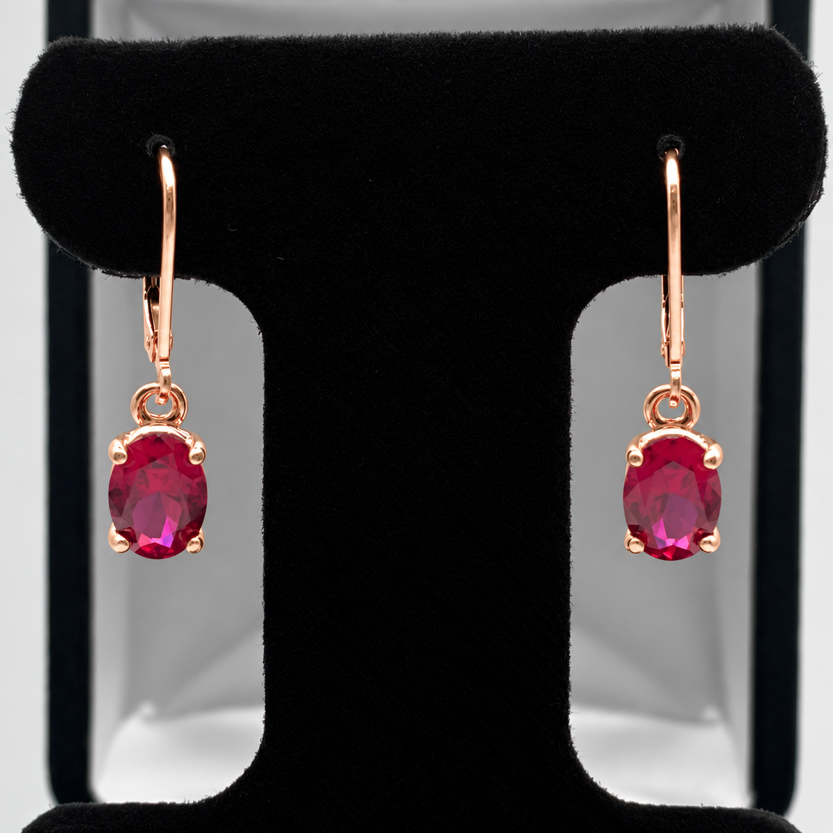3ctw Oval Cut Ruby Leverback Earrings