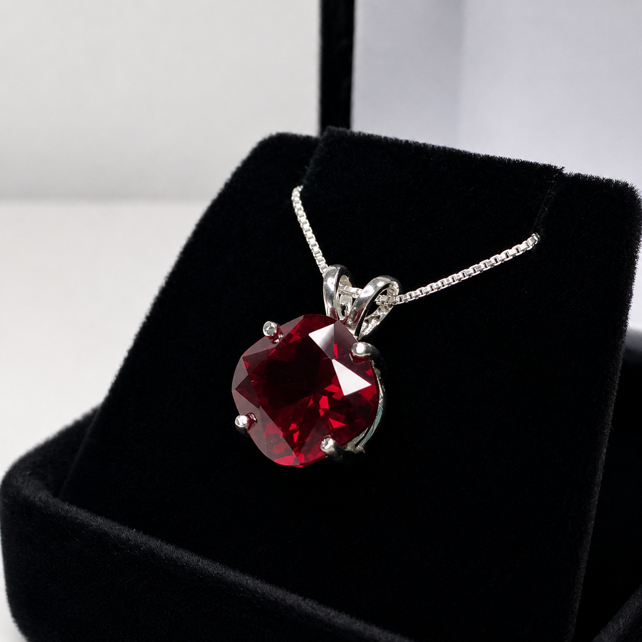 5CT Cushion Cut Ruby Pendant Necklace | Solitaire Ruby Necklace