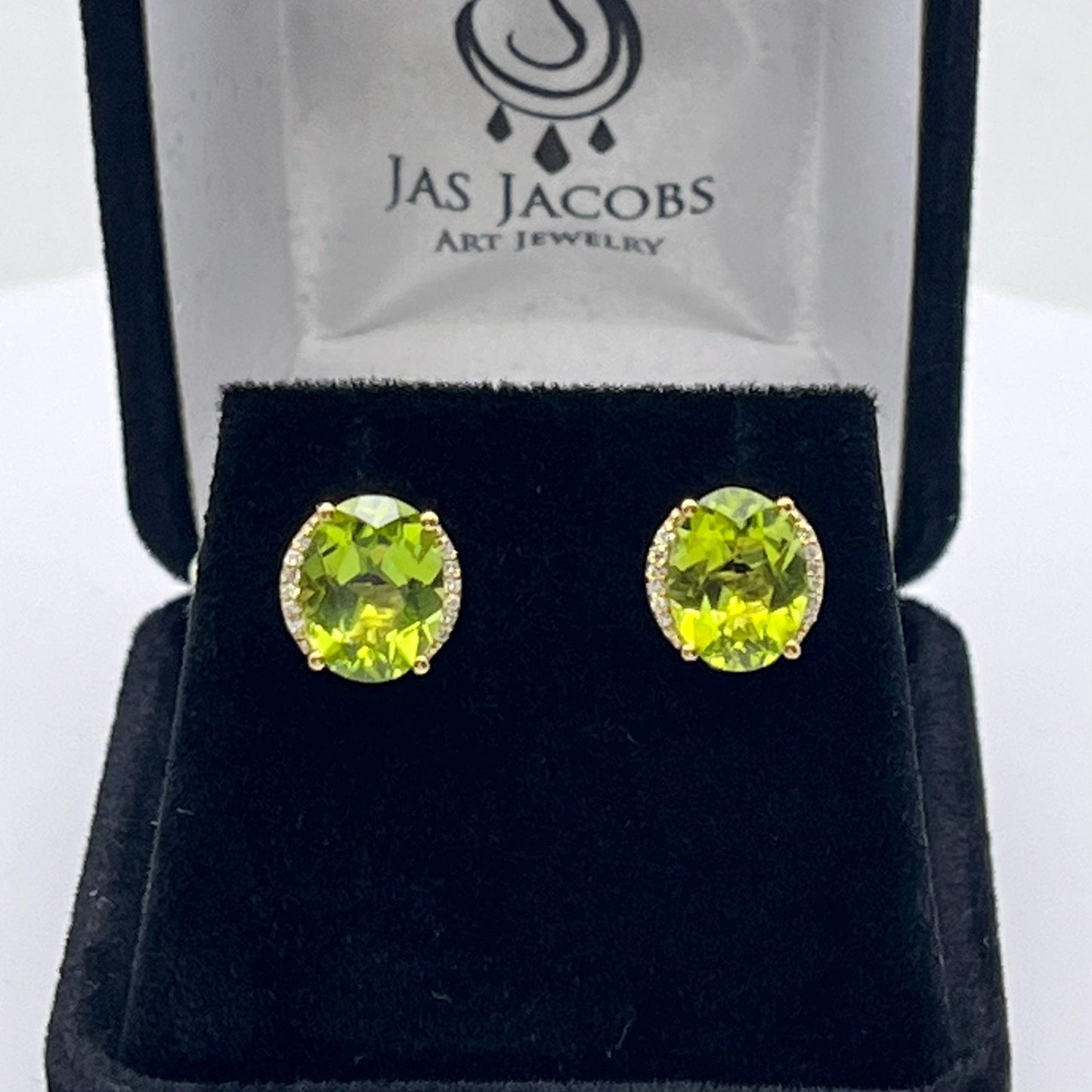 Beautiful 4ctw Natural Diamond and Peridot Earrings in 10k Yellow Gold