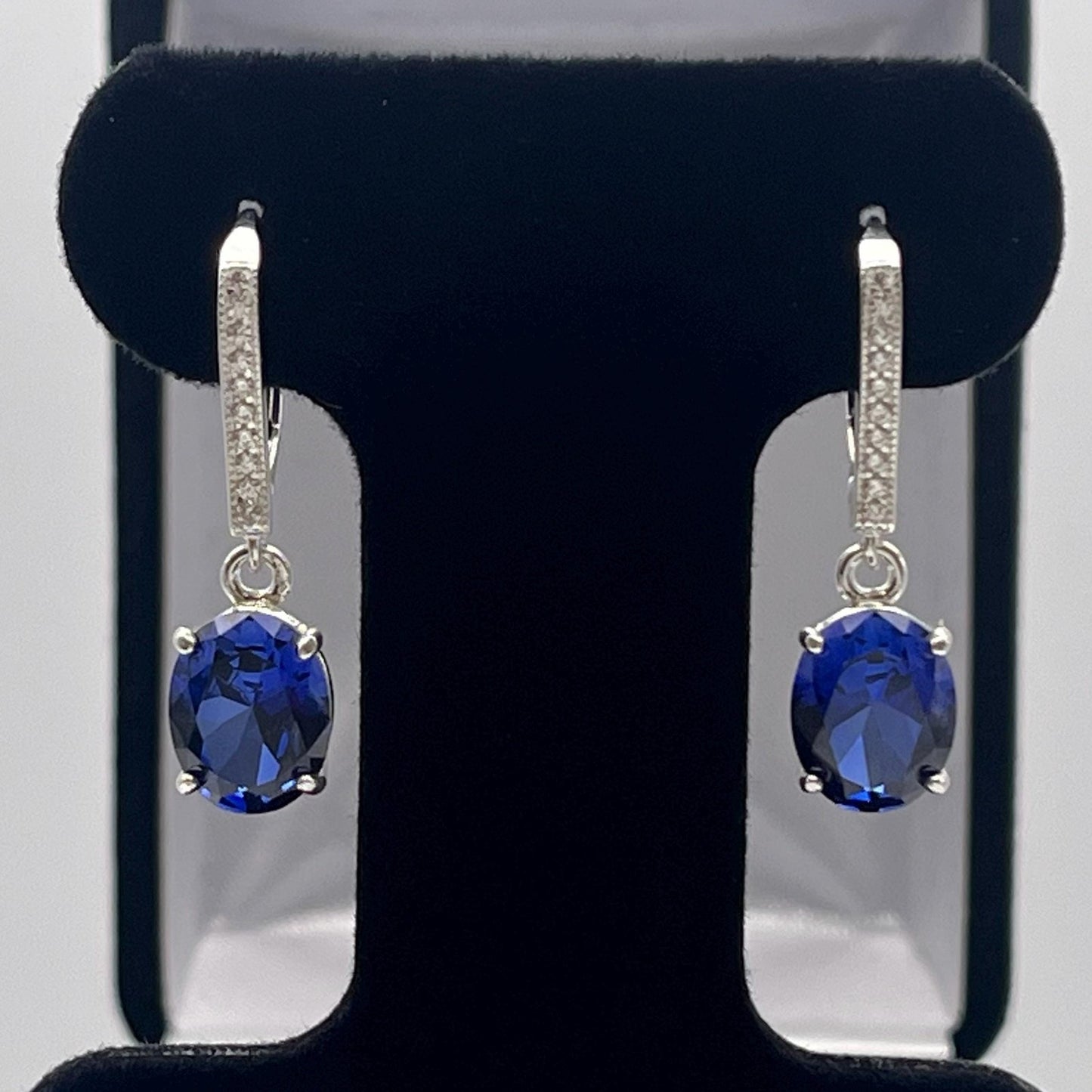 Beautiful 6ctw Oval Cut Sapphire Earrings in Sterling Silver