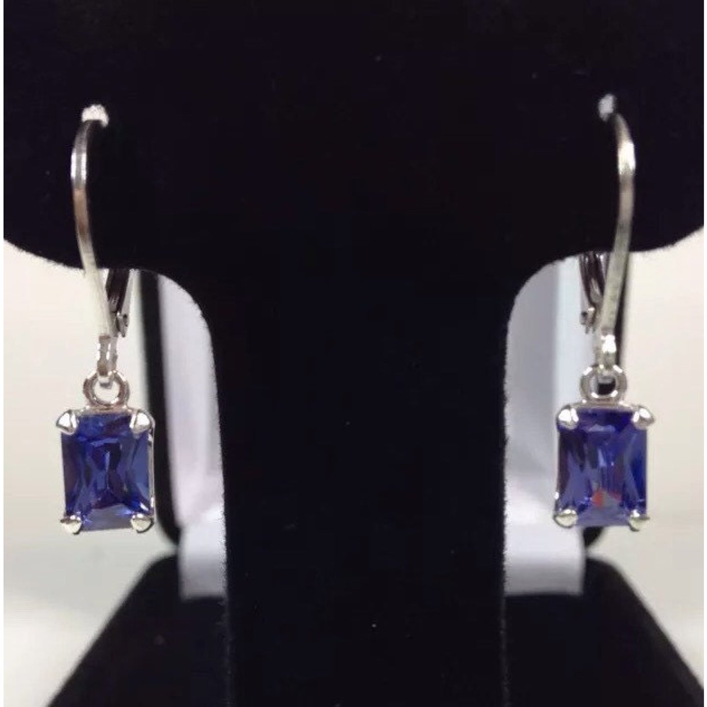 Beautiful 2ctw Emerald Cut Tanzanite Earrings in Sterling Silver