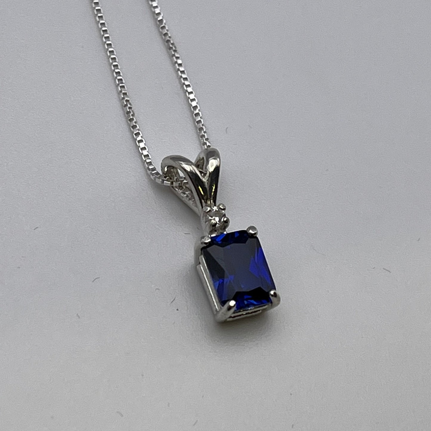 Gorgeous 2ctw Emerald Cut Sapphire Necklace September Birthstone