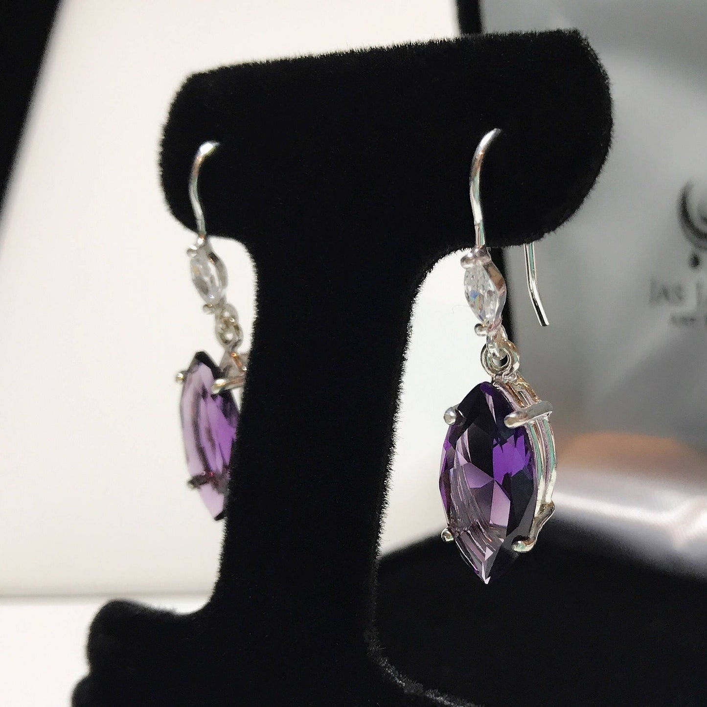 Beautiful 6.7ctw Marquise Cut Amethyst Earrings with White Sapphire Accents