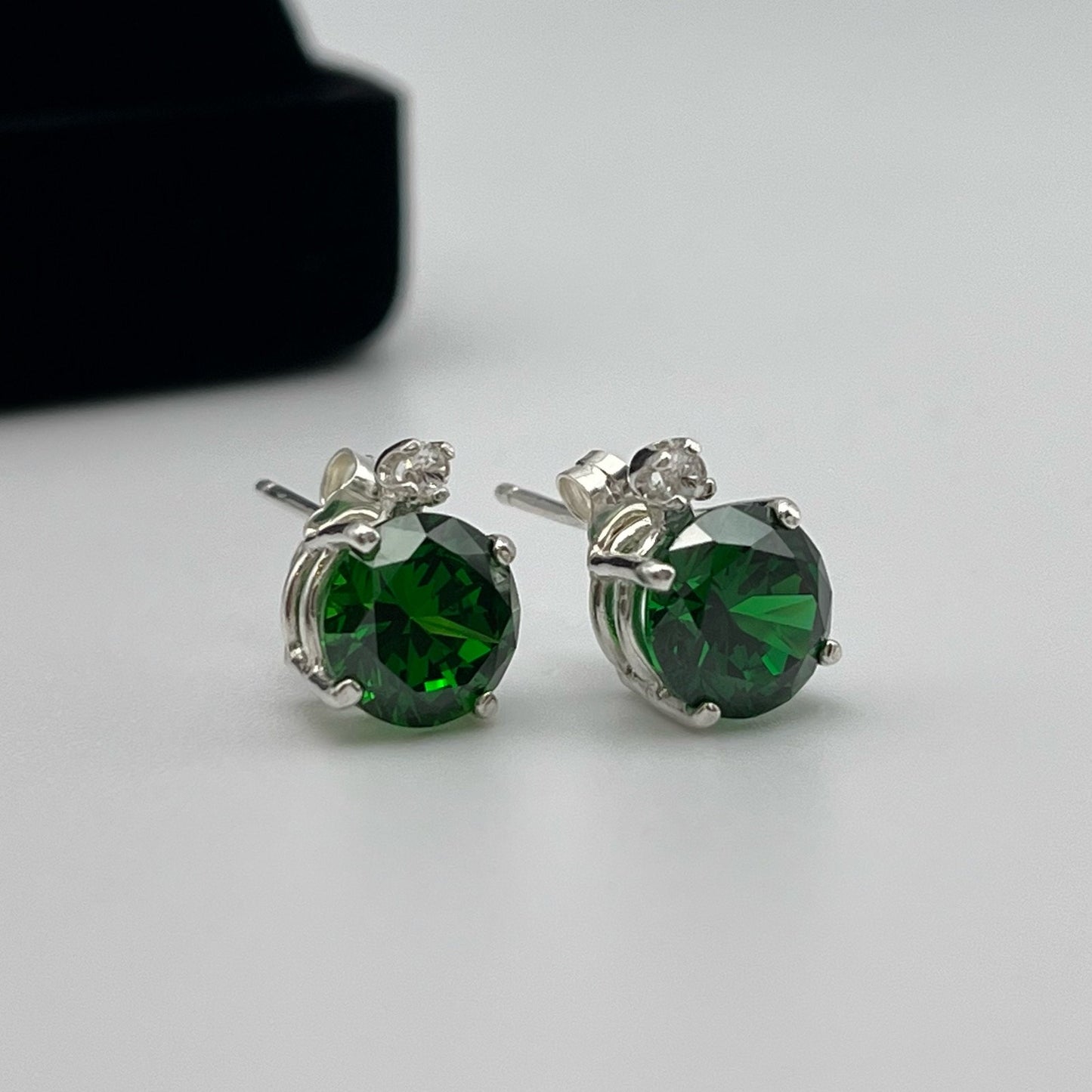 Beautiful 3.3ctw Emerald & White Sapphire Earrings Emerald Earrings