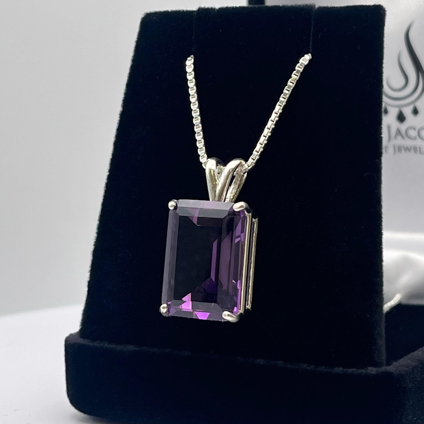 Gorgeous 13ct Royal Purple Amethyst Necklace Sterling Silver Trending Jewelry Gift Emerald Cut Amethyst February Birthstone