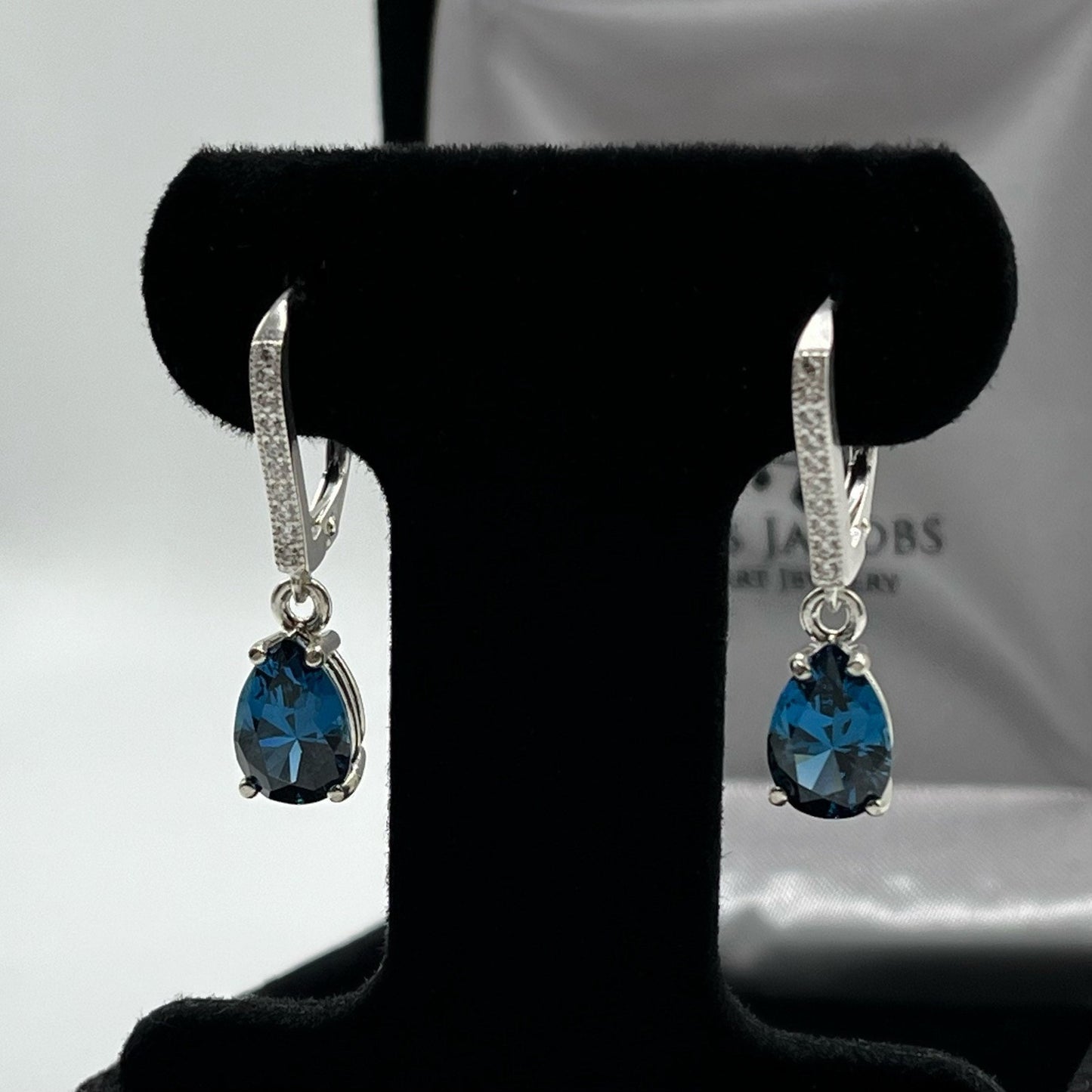 BEAUTIFUL 4.5ctw Pear Cut London Blue Spinel Earrings in Sterling Silver