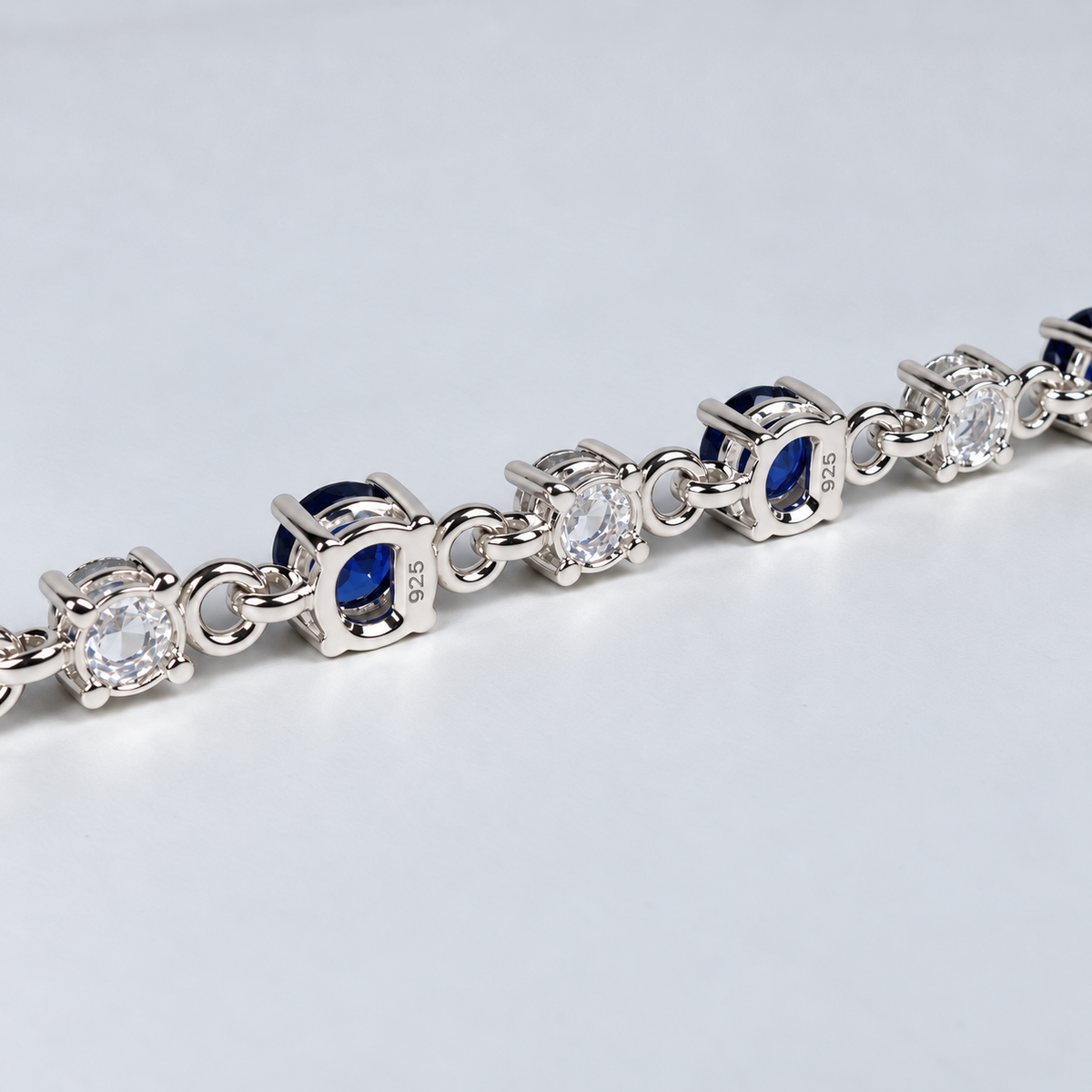 Blue & White Sapphire Tennis Bracelet – Custom Size 9.3–12ctw