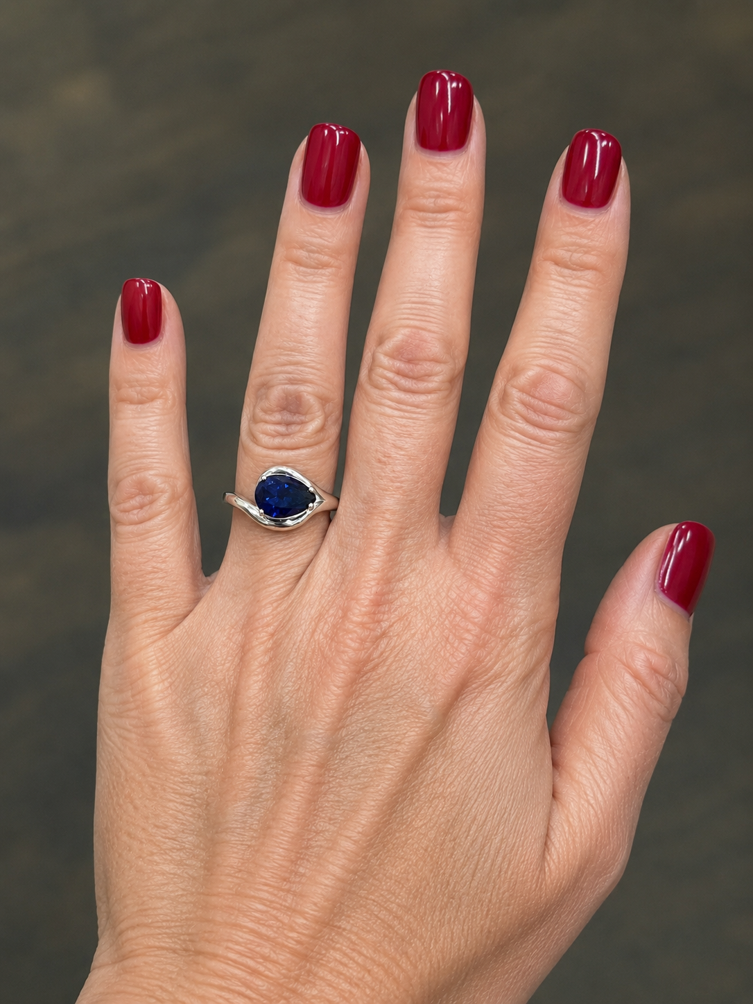 2.5 CT Pear Cut Side Set Sapphire Ring | Solitaire Sapphire Ring | Sterling Silver & 10K or 14K Gold