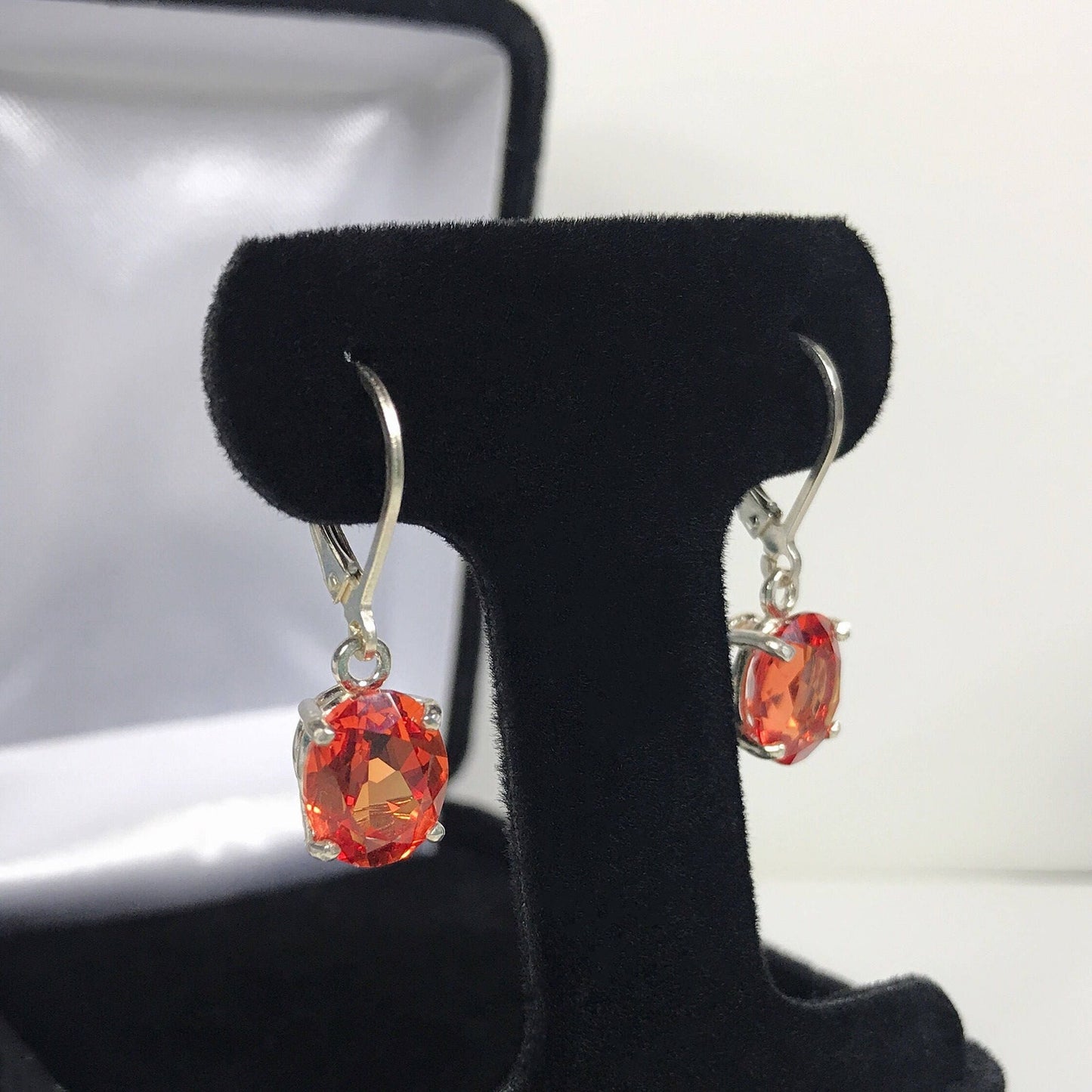 Beautiful 6.5ctw Oval Cut Orange Padparadscha Sapphire Earrings