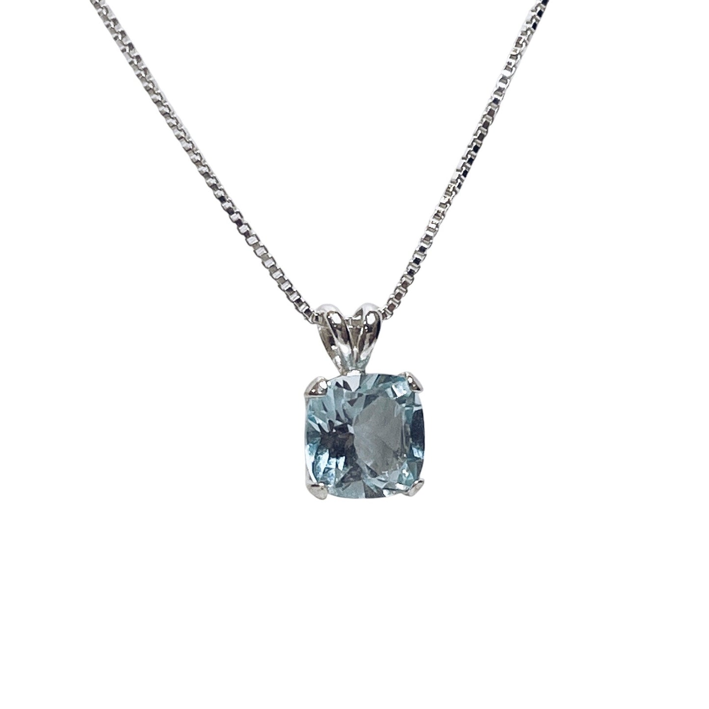 BEAUTIFUL 2.5ct Natural Sky Blue Topaz Necklace 16” 18” Cushion Cut Topaz Jewelry Gift Something Blue Ice Birthstone