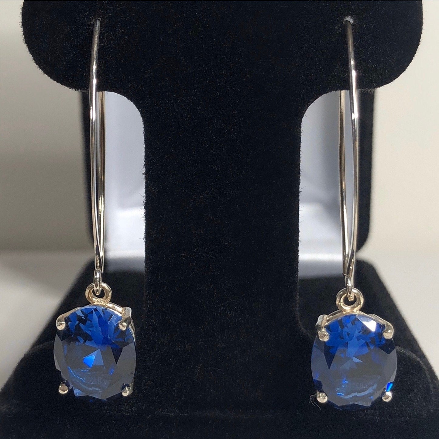 Beautiful 12ctw Oval Cut Sapphire Earrings in Sterling Silver
