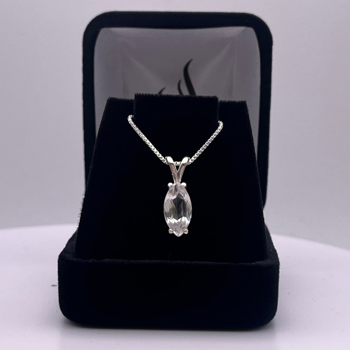 Beautiful 2ct Marquise Cut White Sapphire Necklace Sterling Silver Pendant Anniversary Gift Gift Bridal Gift Colorless Sapphire