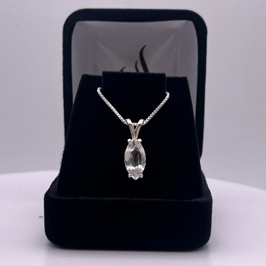 Beautiful 2ct Marquise Cut White Sapphire Necklace Sterling Silver Pendant Anniversary Gift Gift Bridal Gift Colorless Sapphire