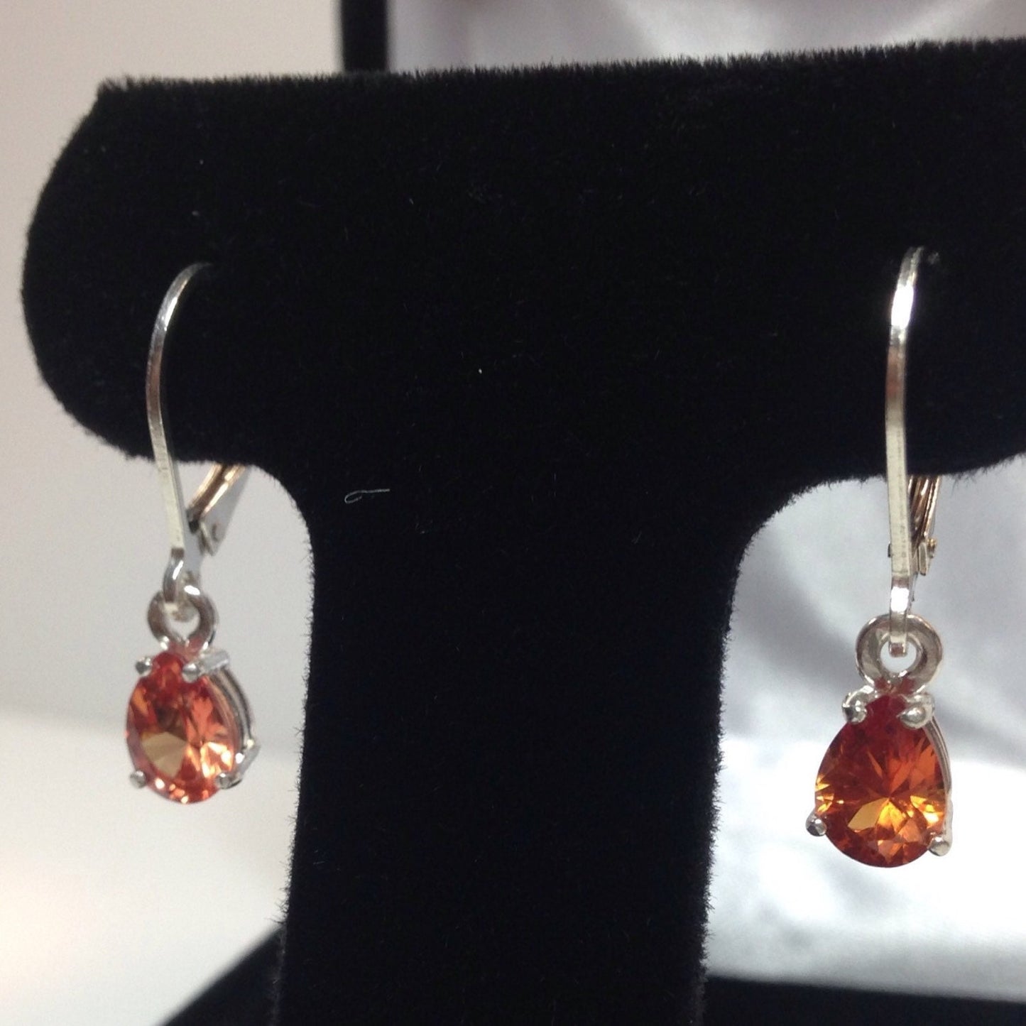 Beautiful 3ctw Pear Cut Orange Padparadscha Sapphire Earrings Sterling Silver Leverback Earrings Fine Jewelry Gift Orange Sapphire TearDrop
