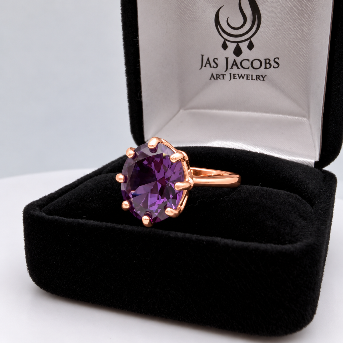 5ct Oval Alexandrite Sapphire Ring – Art Deco Inspired 8 Prong Setting