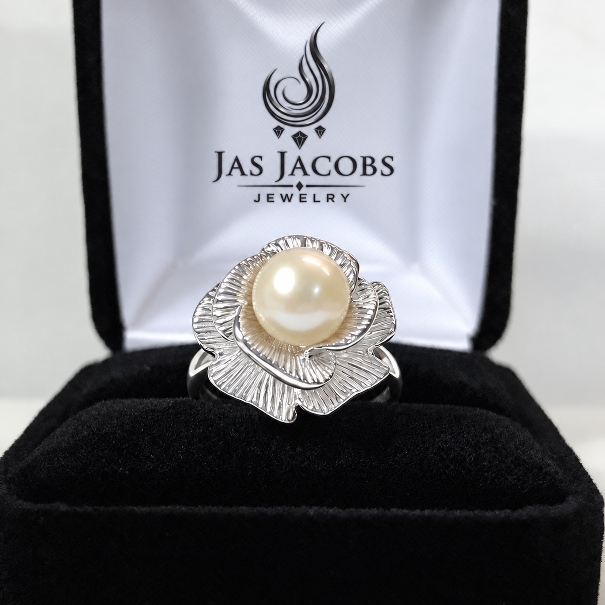 Genuine Akoya Pearl Sculptural Floral Ring