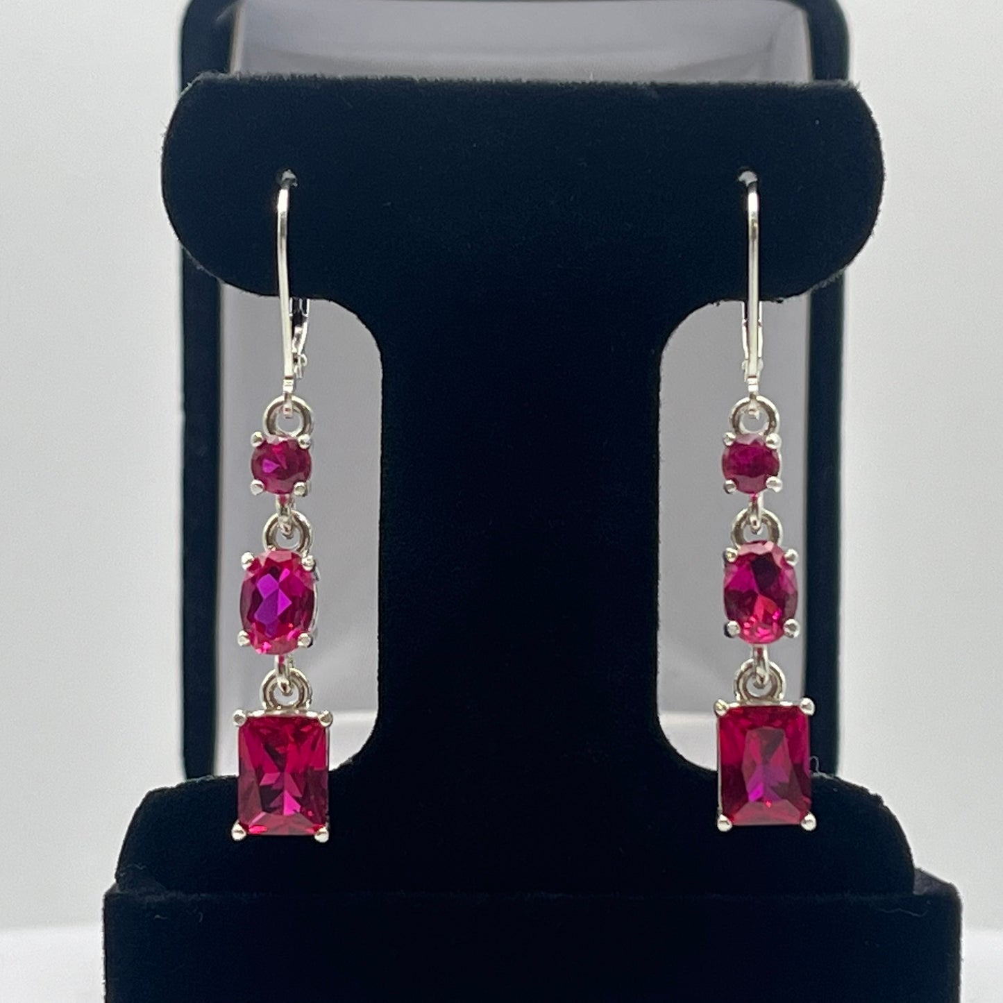 Beautiful 5ctw Multi Cut Ruby Earrings Ruby Drop Dangle Earrings