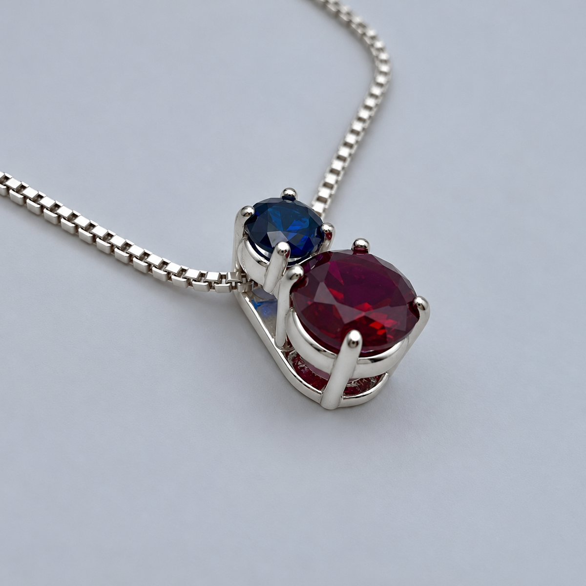 3ctw Ruby & Blue Sapphire Slider Pendant Necklace