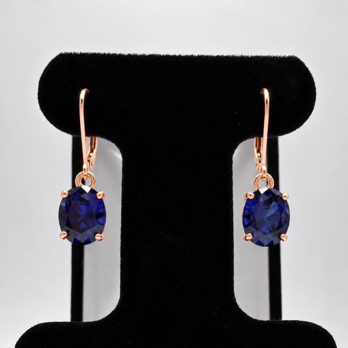 6 CTW Oval Cut Blue Sapphire Drop Earrings