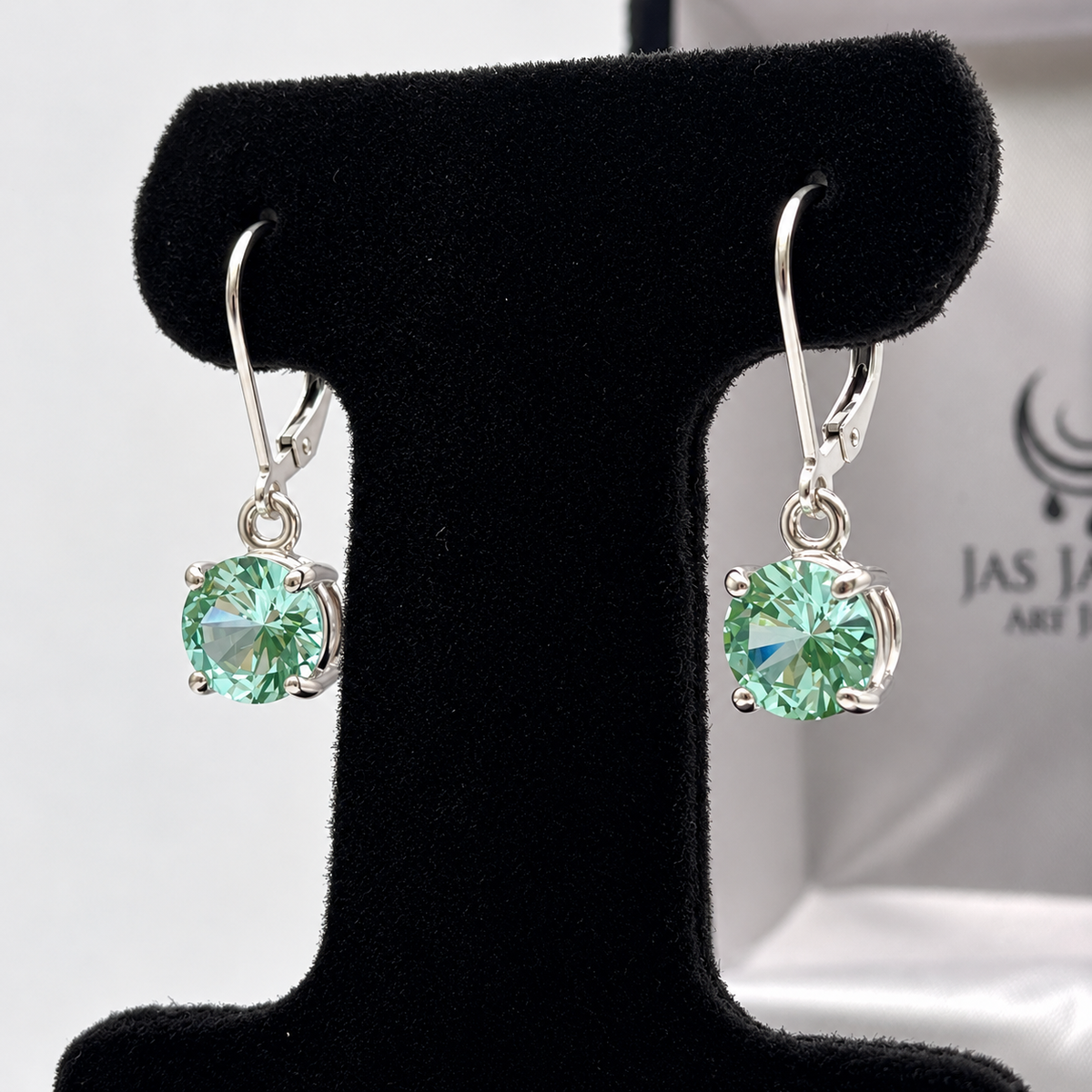 4ctw Mint Green Spinel Solitaire Leverback Earrings