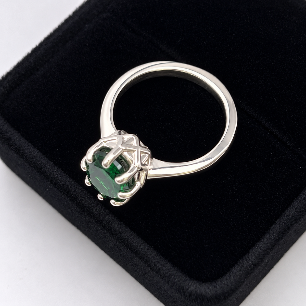2.5ct Oval Simulated Emerald Ring – Art Deco Inspired
