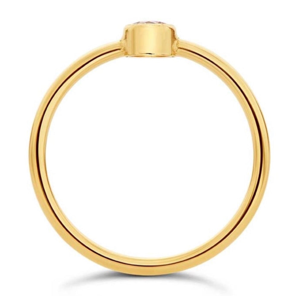14K Yellow Gold Filled 4mm Bezel Set Cubic Zirconia Ring | Dainty Solitaire Stackable Ring | Minimalist Everyday Jewelry