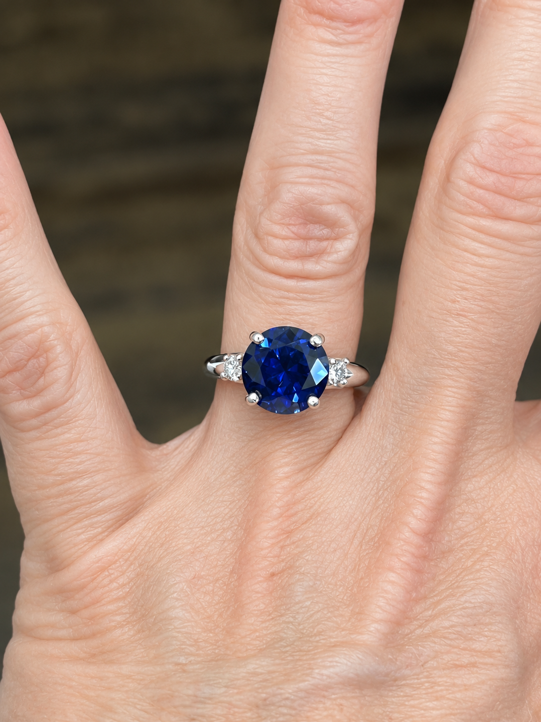 4.5ct Round Blue Sapphire & White Sapphire Statement Ring
