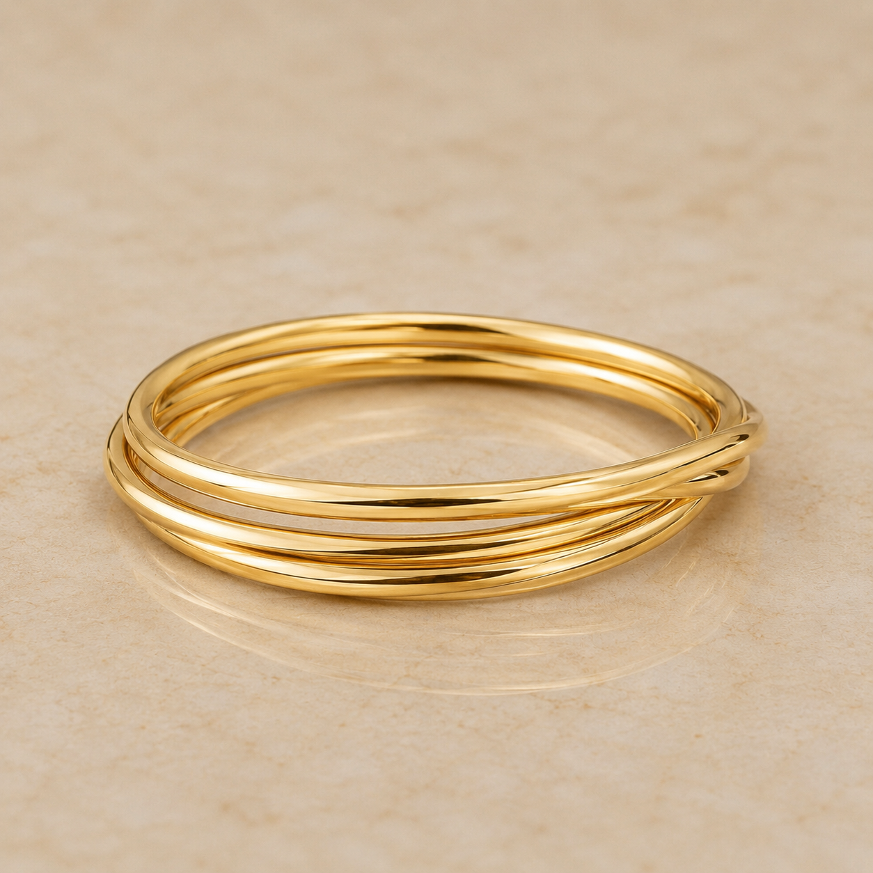 14K Yellow Gold Filled Interlocking Stackable Ring | Multi Band Layered Ring for Women