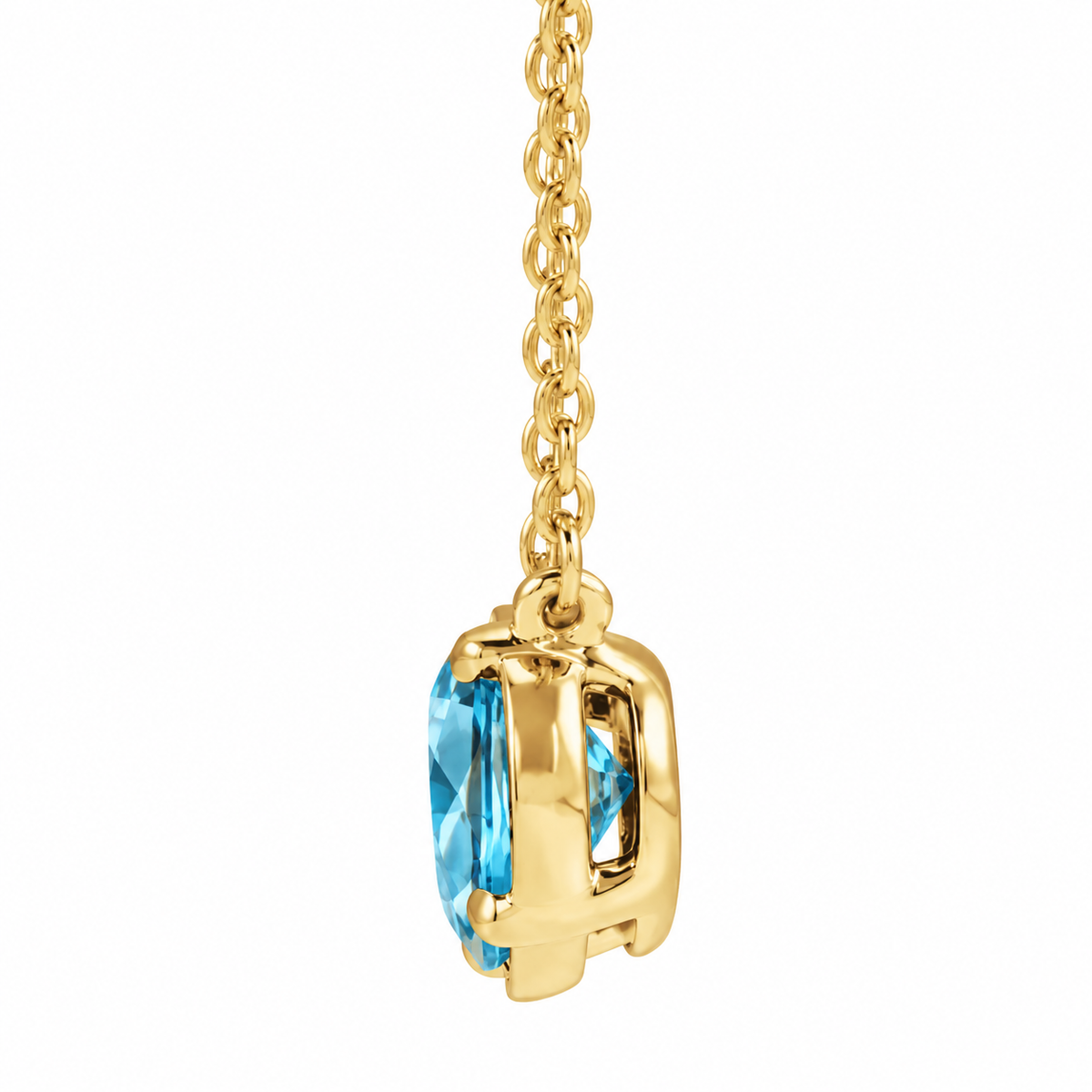 1.8ct Oval Cut Blue Zircon Solitaire Necklace