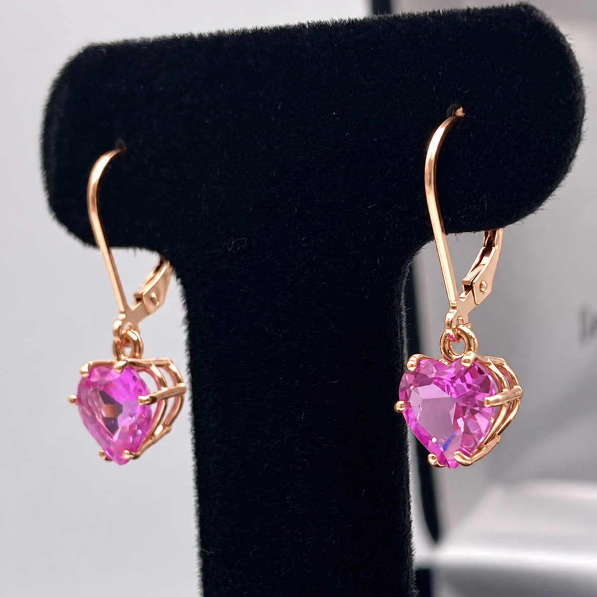4ctw Heart Cut Pink Sapphire Dangle Earrings