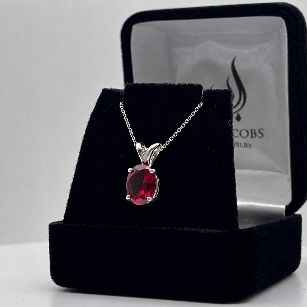 2ct Oval Cut Ruby Necklace Solitaire Pendant