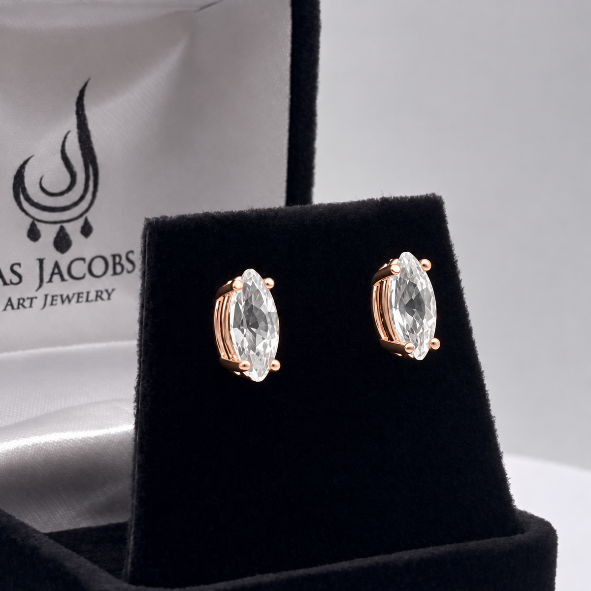 Marquise Moissanite Stud Earrings – Custom Size 0.6 to 2ctw