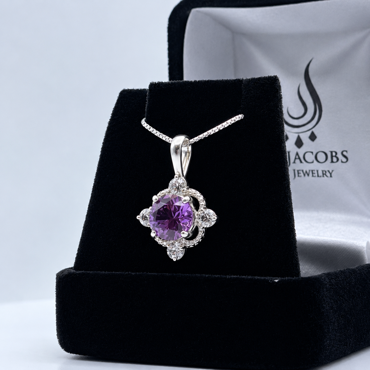 2.4ctw Round Alexandrite & White Sapphire Pendant Necklace