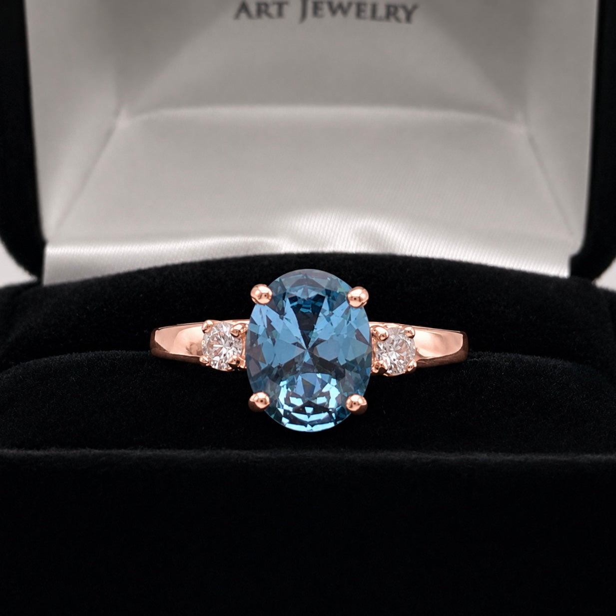 2.6CTW Oval Cut Blue Topaz Ring | White Sapphire Accents