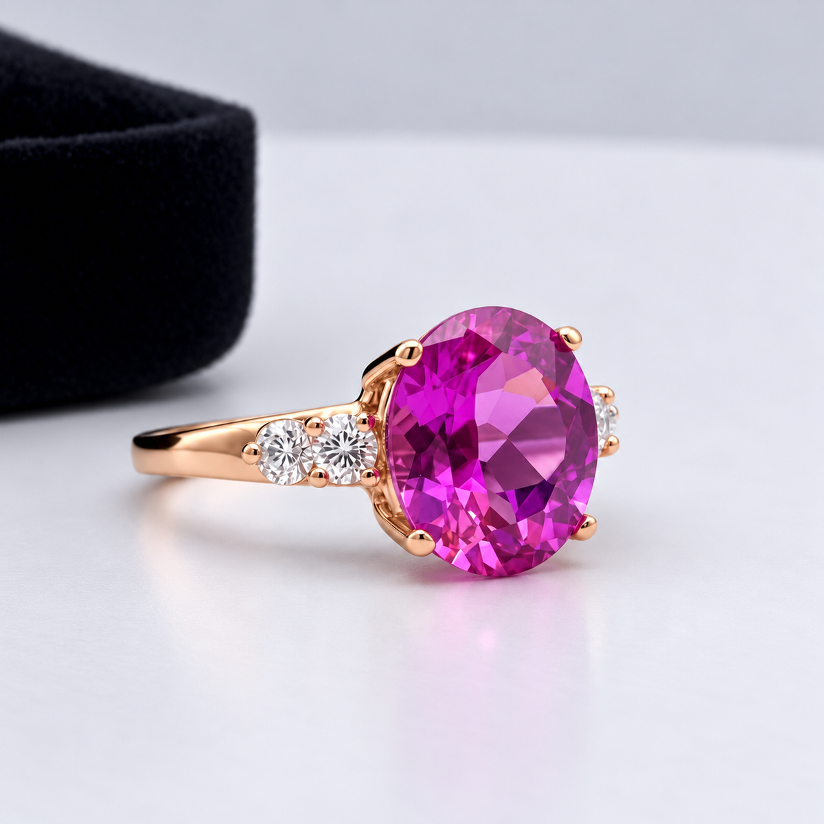 5.6ctw Oval Pink Sapphire & White Sapphire Statement Ring