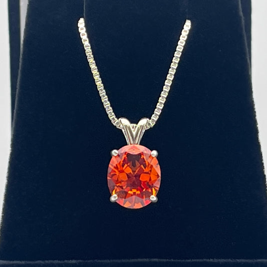 BEAUTIFUL 5ct Oval Cut Orange Padparadscha Sapphire Necklace