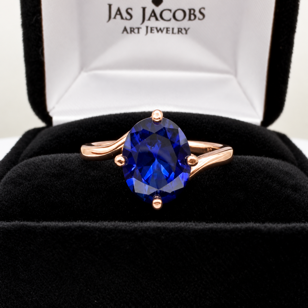 3ct Oval Sapphire Solitaire bypass Ring