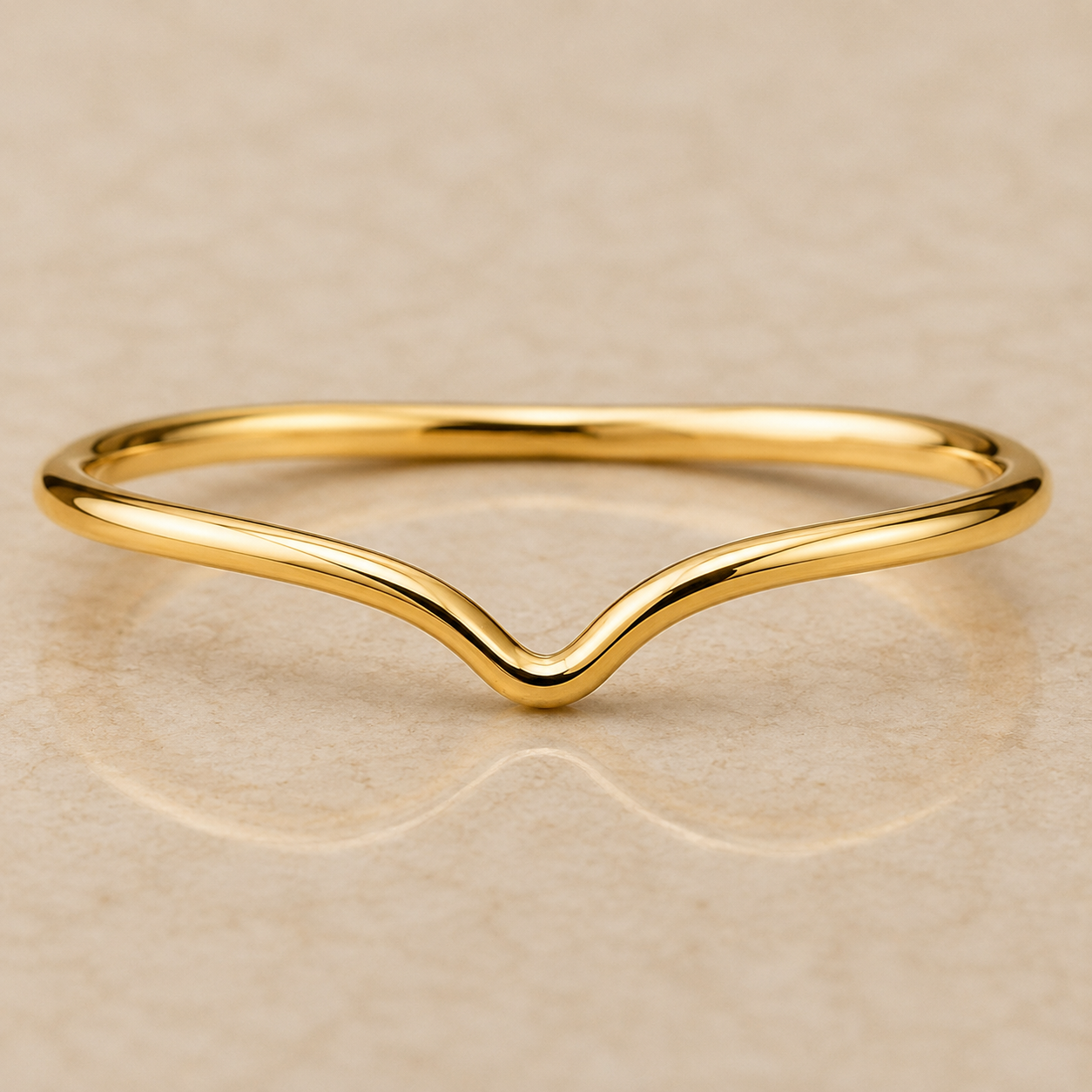 14K Yellow Gold Filled Chevron Ring | Minimalist V Stackable Band for Women