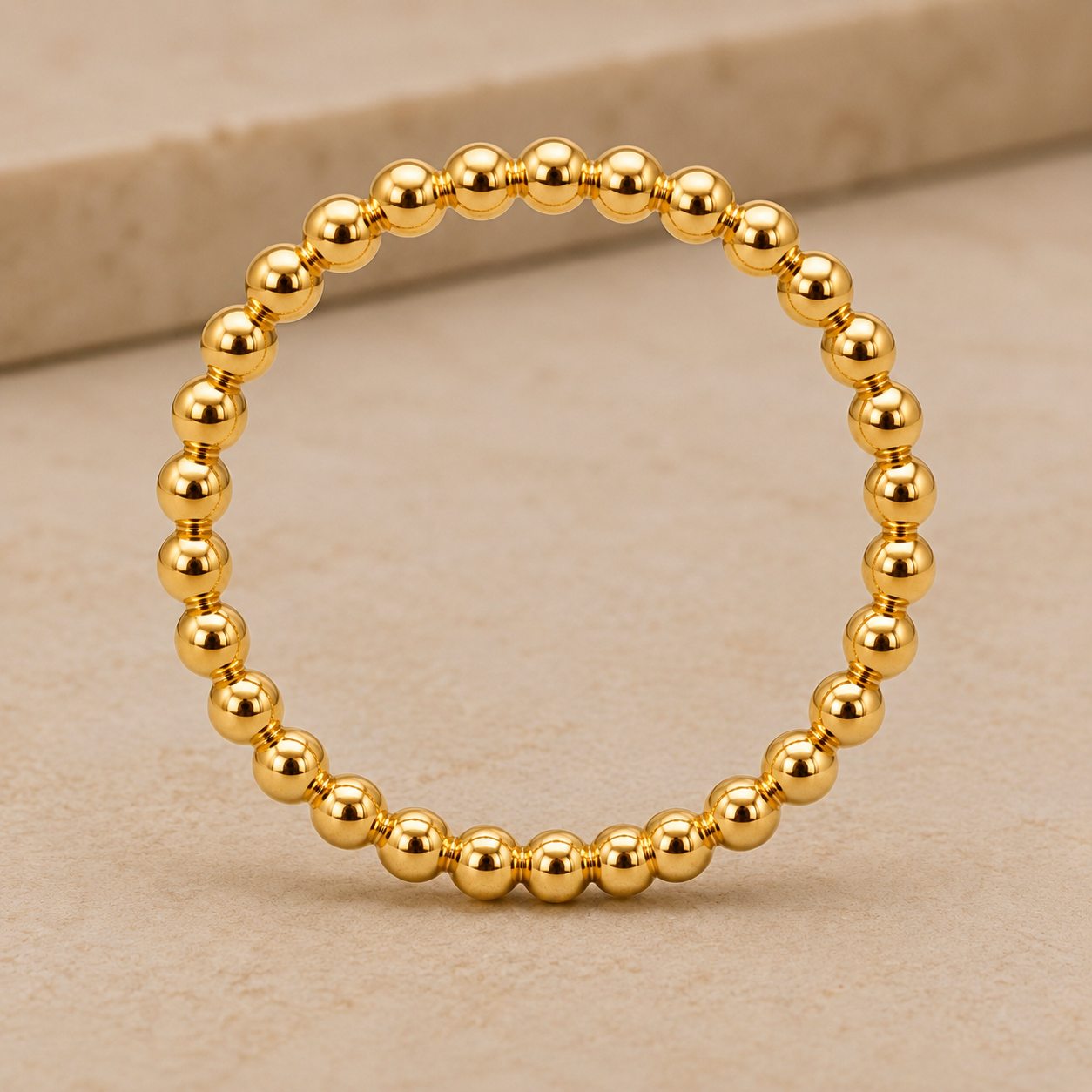 12k/20 Yellow Gold Filled 2mm Beaded Design Stackable Ring – Water Resistant Dainty Gold Ball Ring | Minimalist Everyday Jewelry