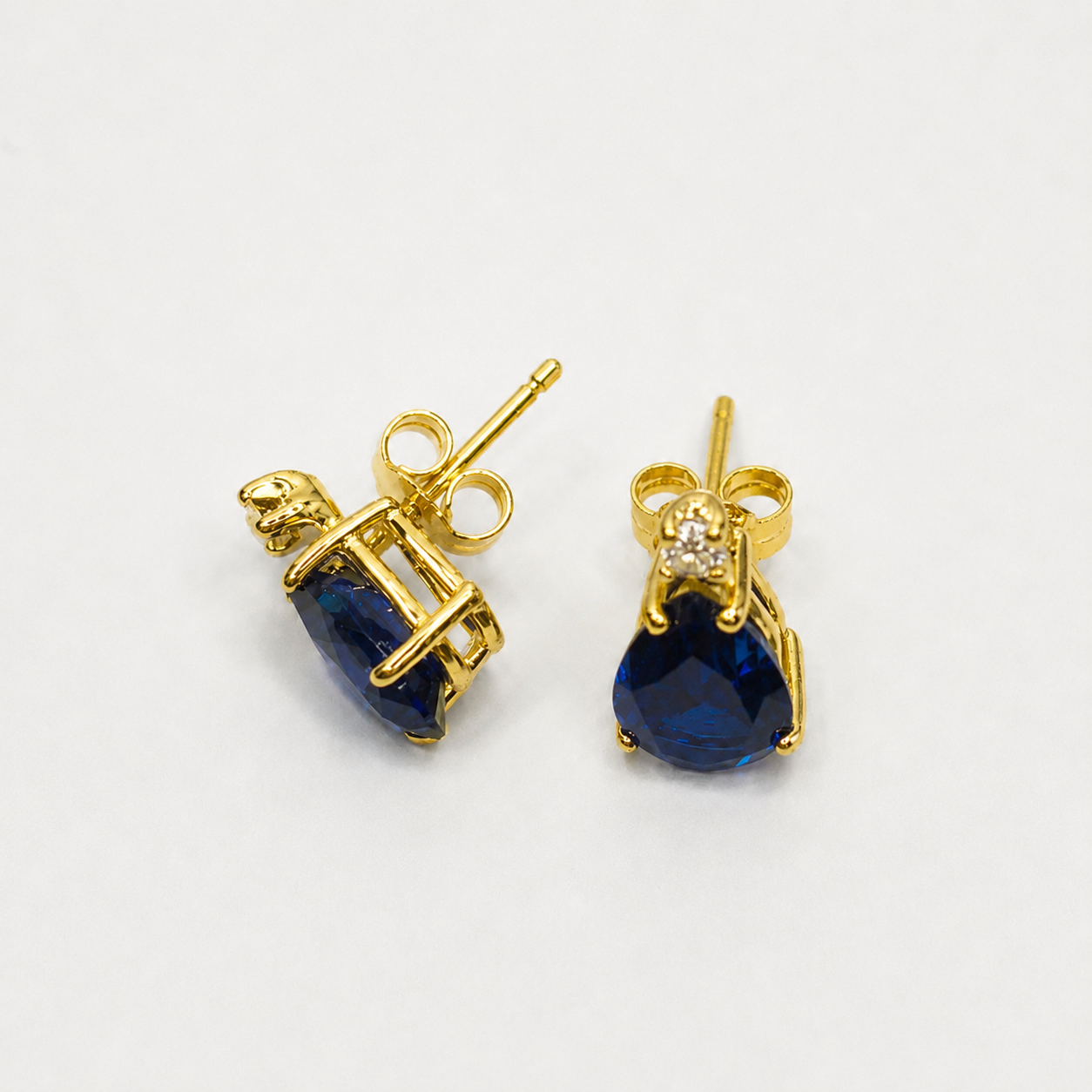 5ctw Pear Cut Blue Sapphire Earrings | Diamond Accents