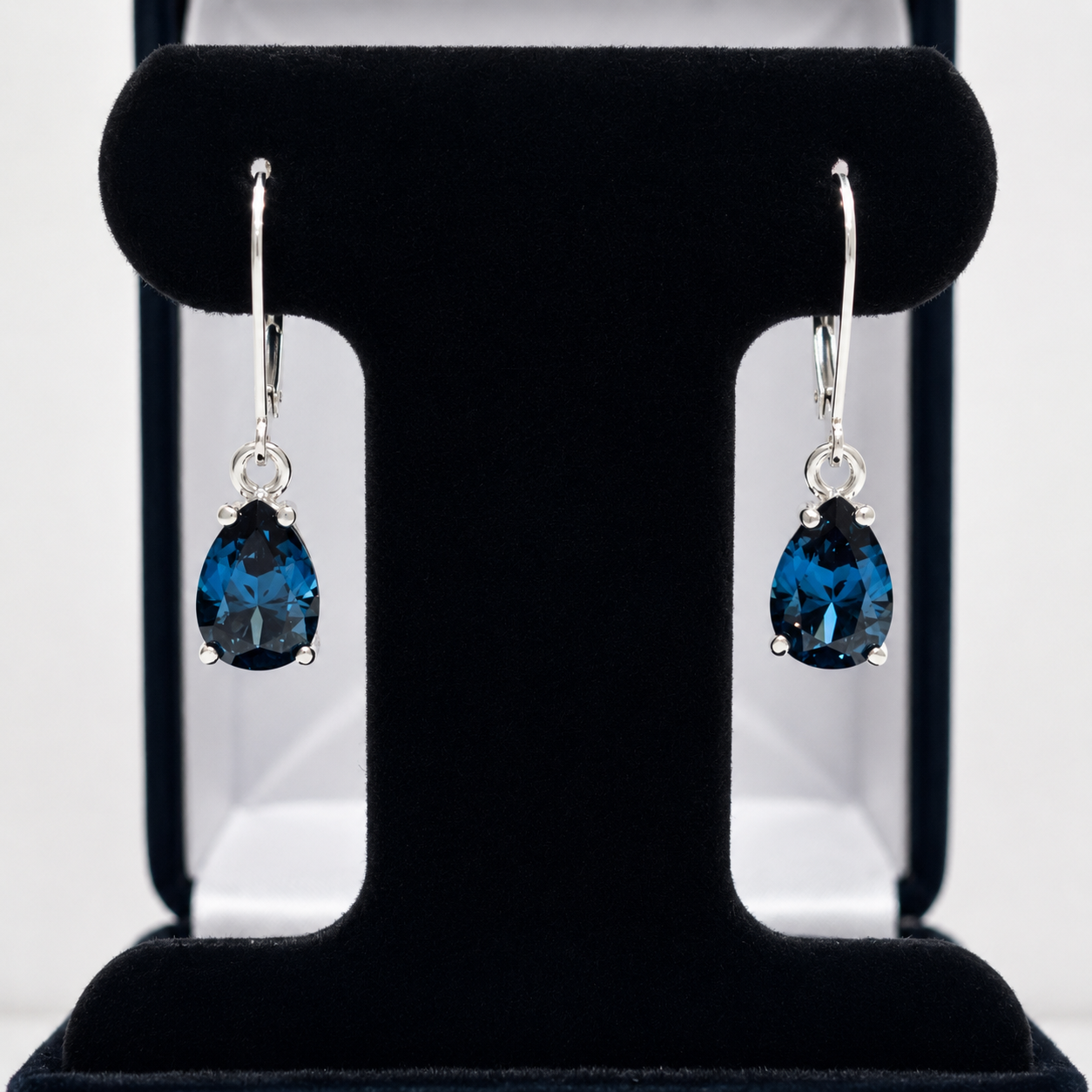 7ctw Pear Cut London Blue Spinel & White Topaz Necklace & Earrings Set