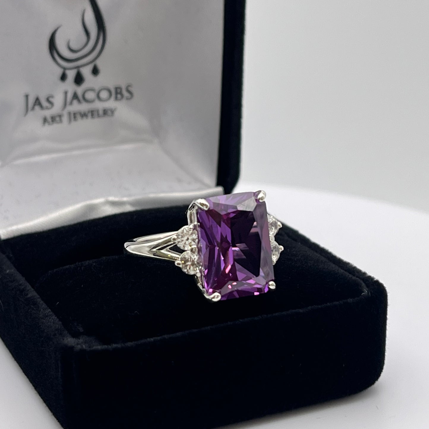 BEAUTIFUL 8ct Emerald Cut Alexandrite & White Sapphire 14kt Gold or Sterling SIlver Ring Size 5 6 7 8 9 Gemstone Jewelry Trending Stones