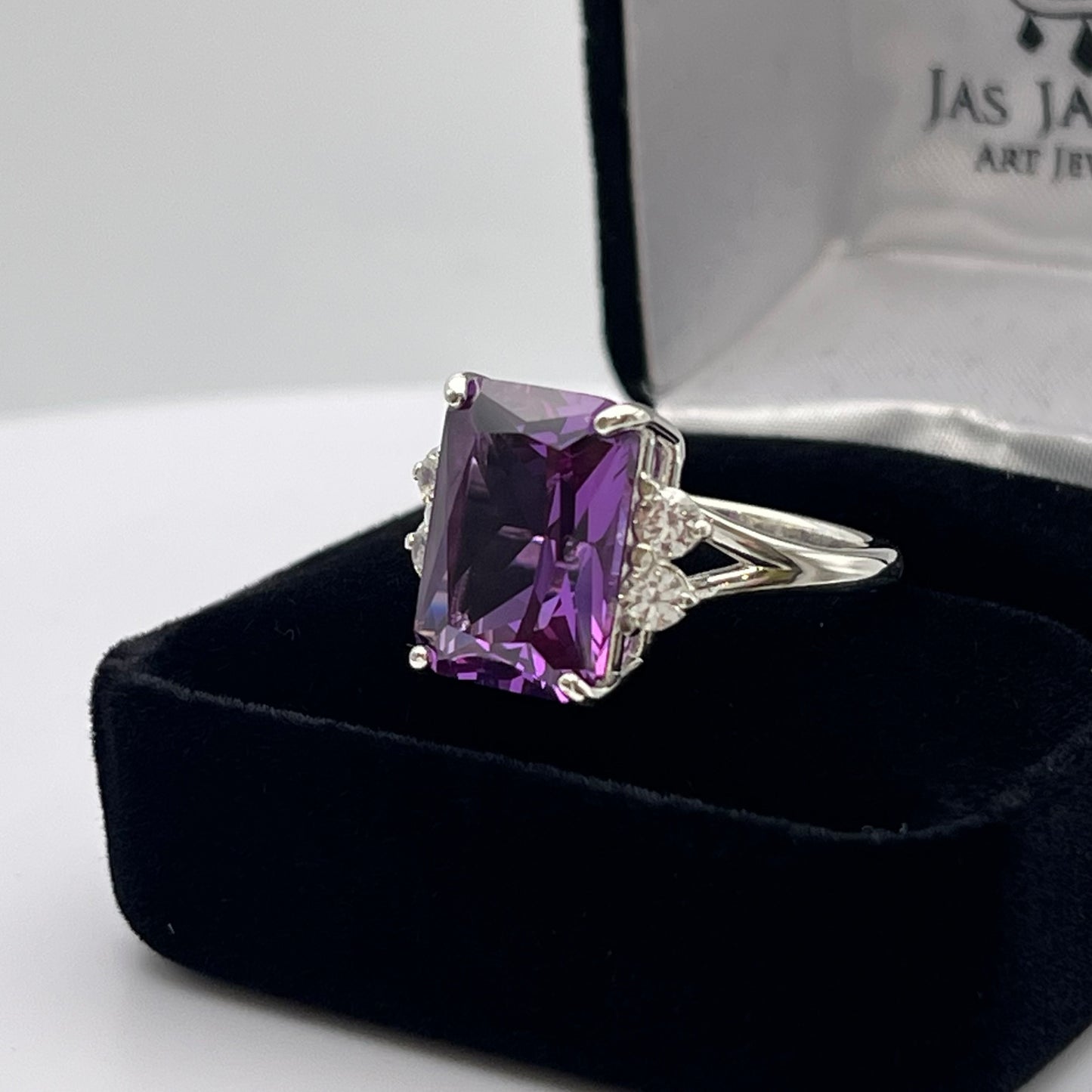 BEAUTIFUL 8ct Emerald Cut Alexandrite & White Sapphire 14kt Gold or Sterling SIlver Ring Size 5 6 7 8 9 Gemstone Jewelry Trending Stones