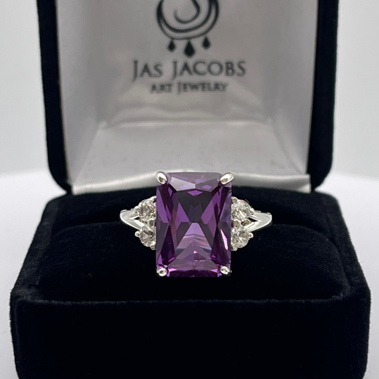 BEAUTIFUL 8ct Emerald Cut Alexandrite & White Sapphire 14kt Gold or Sterling SIlver Ring Size 5 6 7 8 9 Gemstone Jewelry Trending Stones