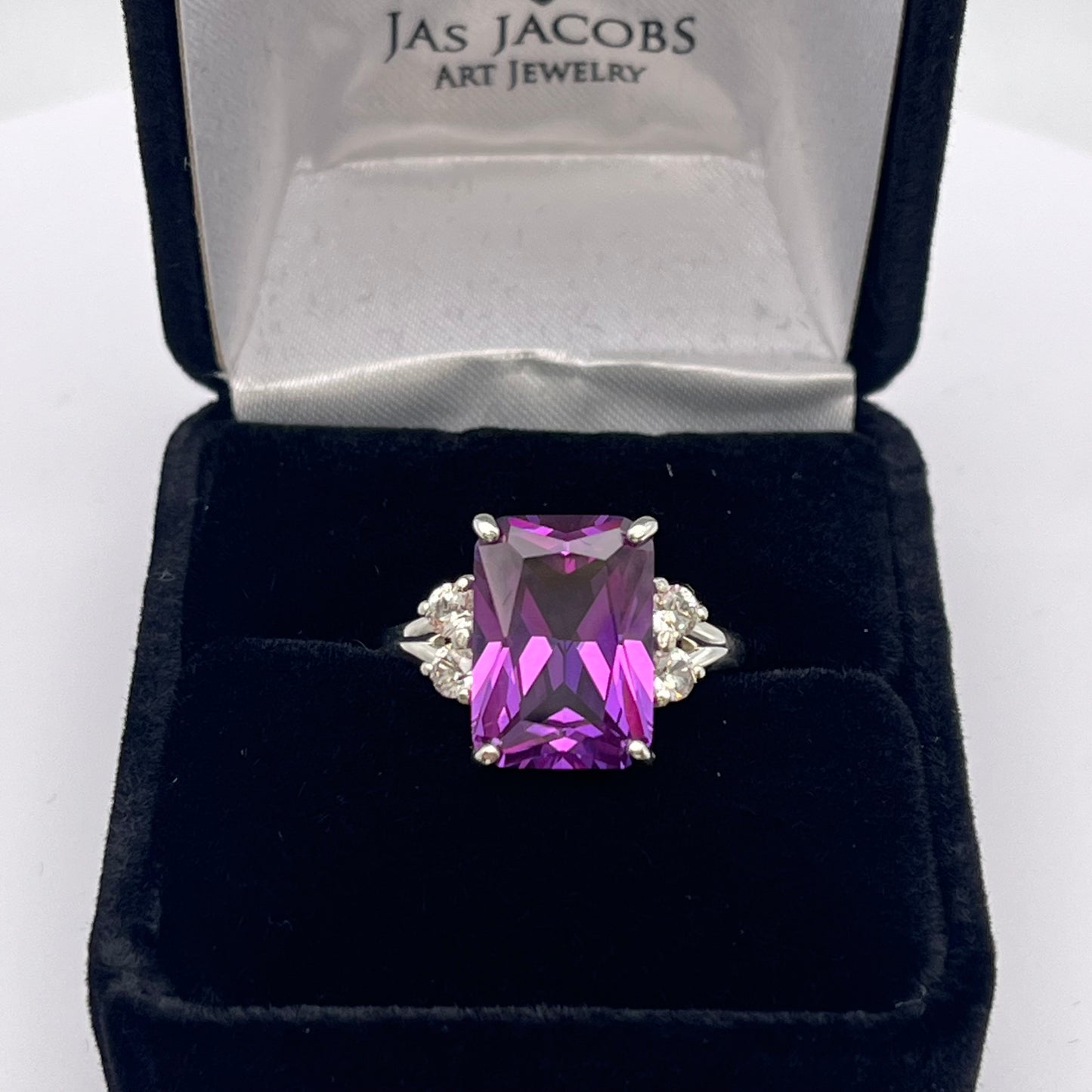 BEAUTIFUL 8ct Emerald Cut Alexandrite & White Sapphire 14kt Gold or Sterling SIlver Ring Size 5 6 7 8 9 Gemstone Jewelry Trending Stones