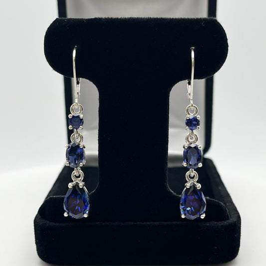 Gorgeous 8.26ctw Multi Cut Sapphire Leverback Earrings Trending Jewelry Gift Pear Cut Sapphire Earrings