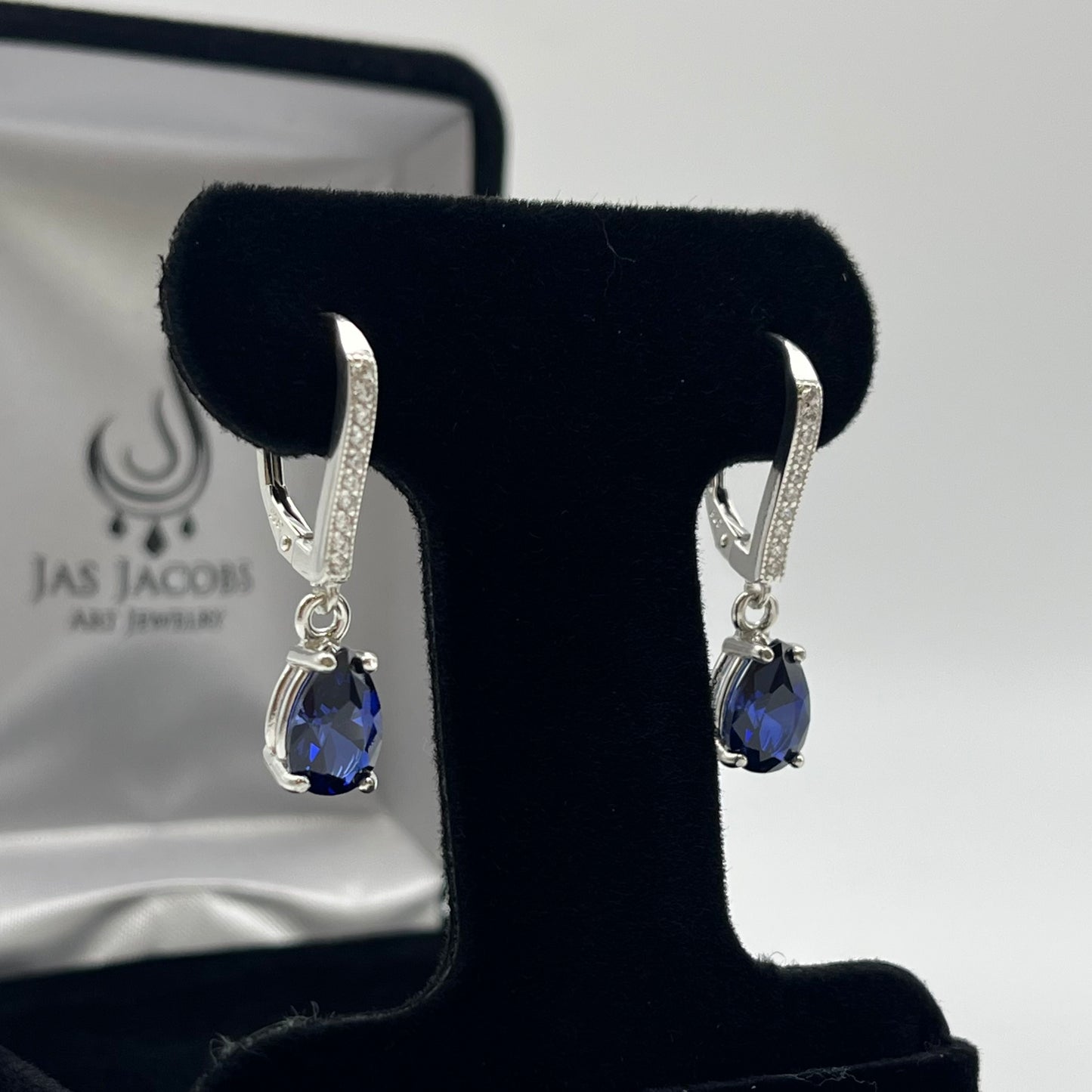 BEAUTIFUL 4ctw Pear Cut London Blue Spinel Earrings December Birthstone Jewelry Gift