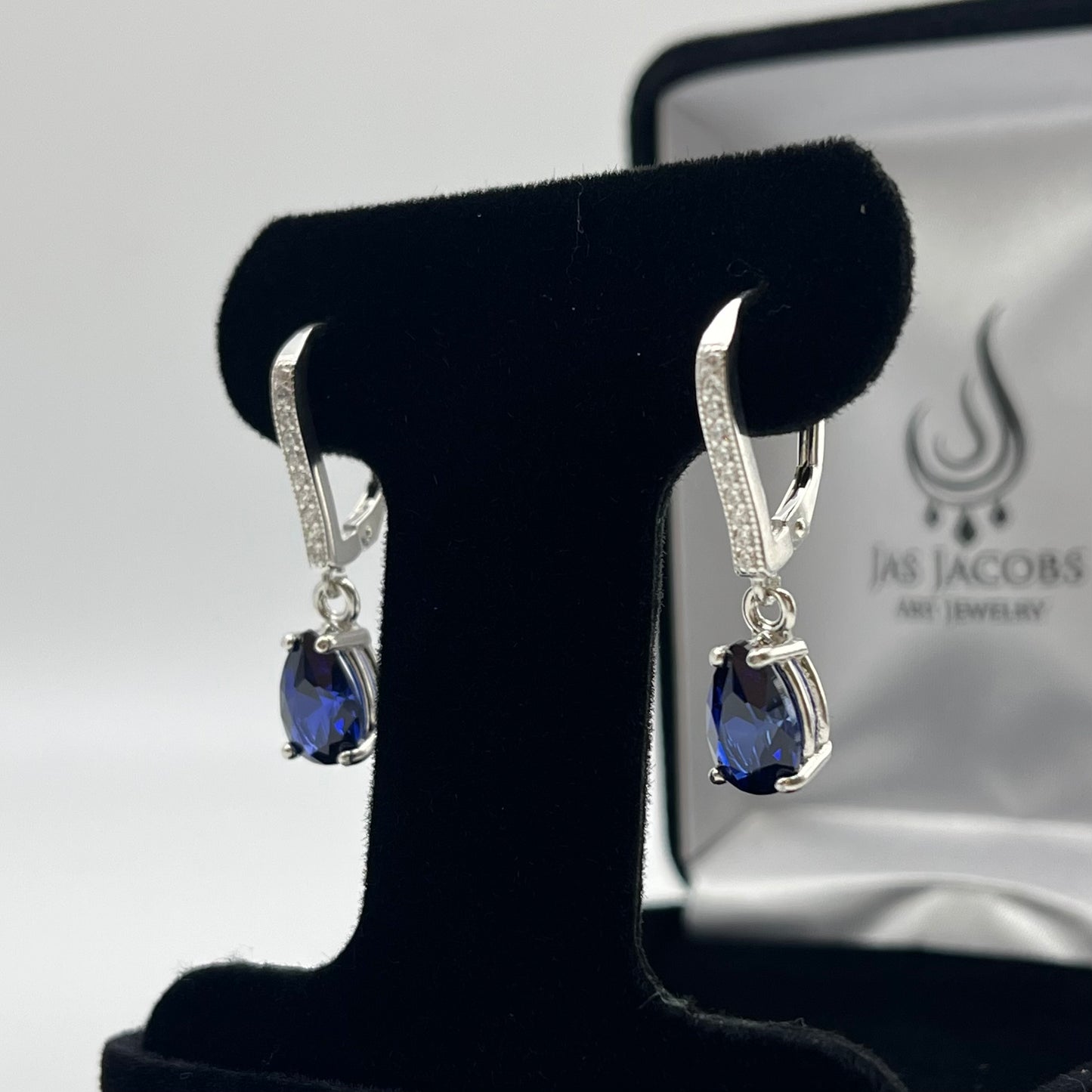 BEAUTIFUL 4ctw Pear Cut London Blue Spinel Earrings December Birthstone Jewelry Gift